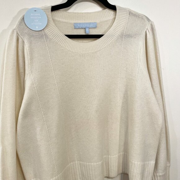 New Hill House Sylvie 100% Merino Wool Puff Sleeve Sweater Ivory XL fit - Picture 5 of 8